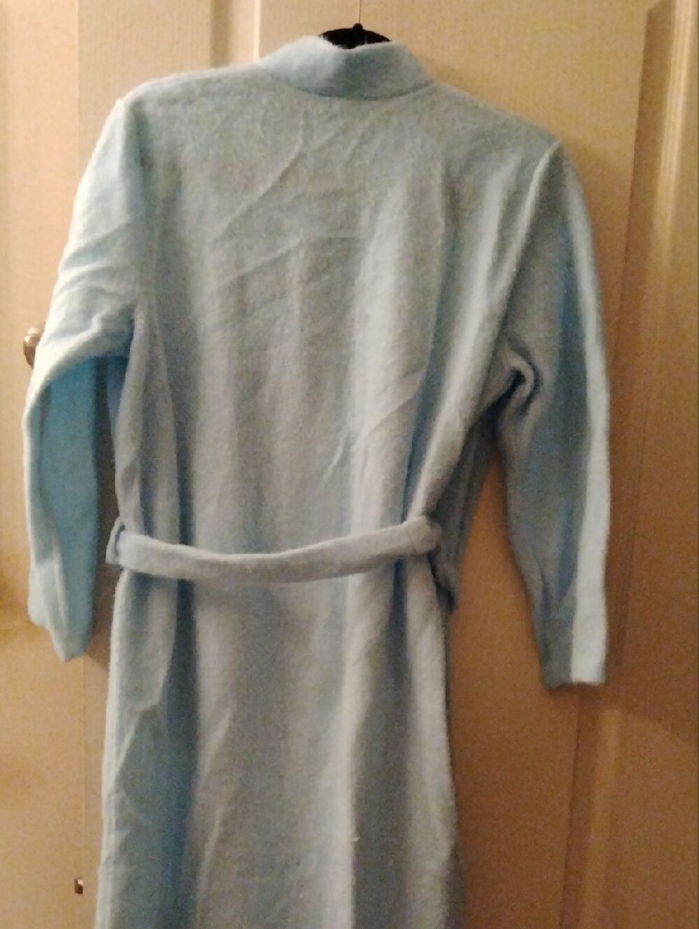 Light Blue Quilted Shoulder Long Robe - Picture 2 of 10